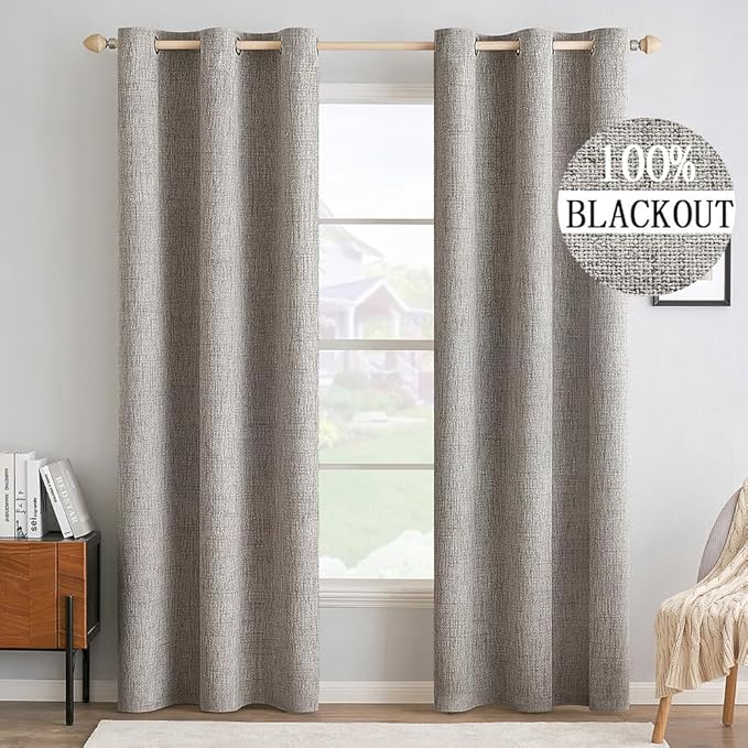 MIULEE 100% Blackout Linen Curtains by MIULEE