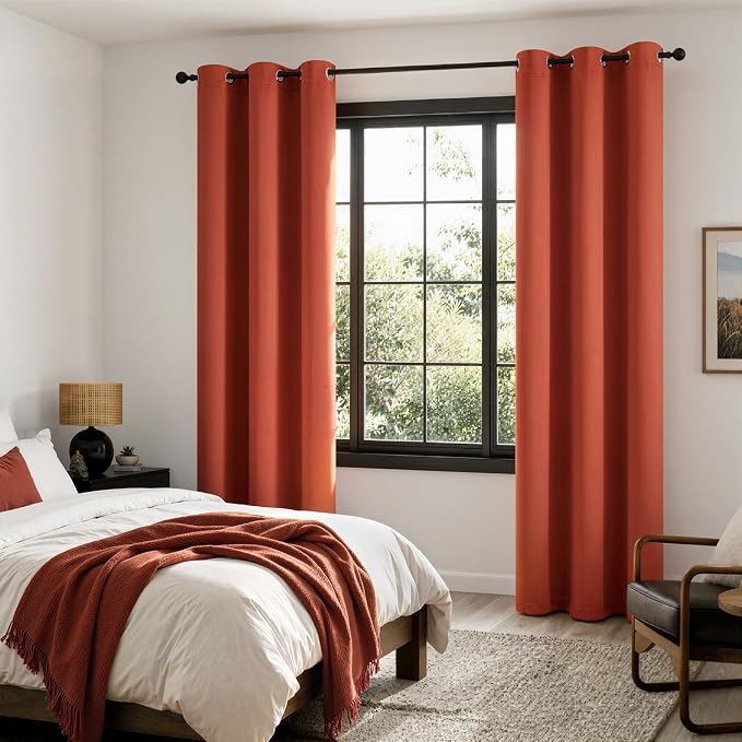MIULEE Fall Burnt Orange 100% Blackout Curtains - Image 6