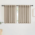 RYB HOME Linen Curtains Over Sink 36 inches Length, 2 Panels Light Filtering Privacy Semi Sheer Curtains for Bathroom Kitchen Small Window, Length 36 by Width 52 inch, Khaki