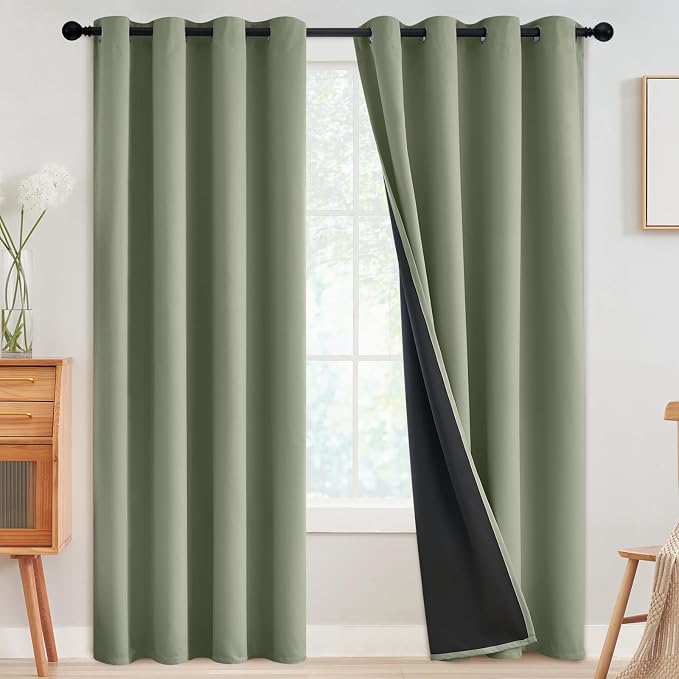 SimpleHome Light Sage 100% Blackout Curtains Room Darkening Living Room 96 | by SimpleHome