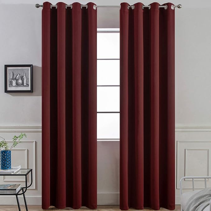 Yakamok Room Darkening Curtains 52x96 inch Length Burgundy Red-Living Room | 2 by Yakamok