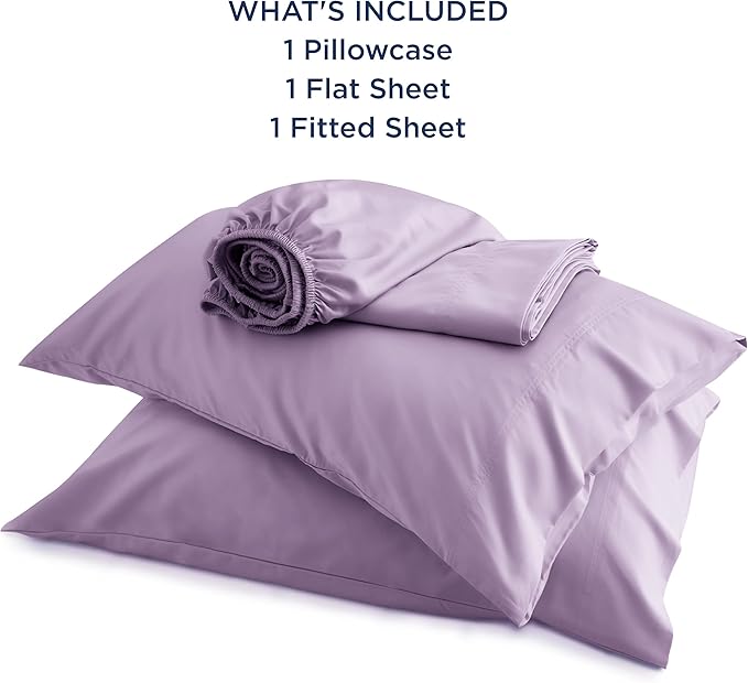 Bedsure Cooling Sheets Twin, Rayon Derived from Bamboo, Breathable & Soft Twin Sheets Set, Deep Pocket Up to 16 Inches, Hotel Luxury Silky Bedding for Hot Sleepers, Lilac