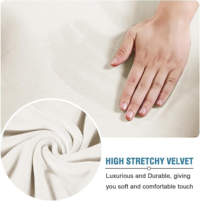 H.VERSAILTEX Real Velvet Plush 3 Piece Stretch Sofa Covers Couch Covers - Image 4