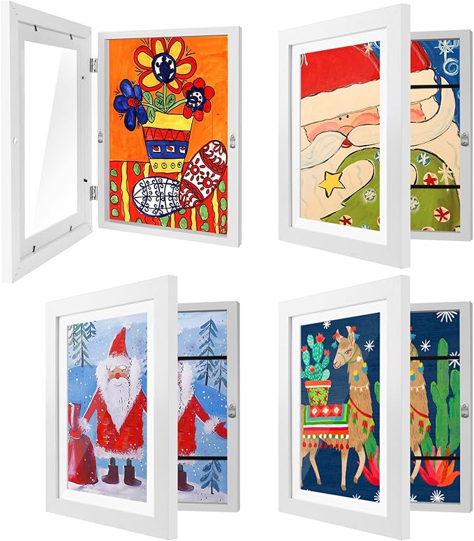 4 Pack Kids Artwork Frames Changeable 8.5 x 11 Inch Children Art Projects Kids Art Frames Front Opening Picture Display Frame, White