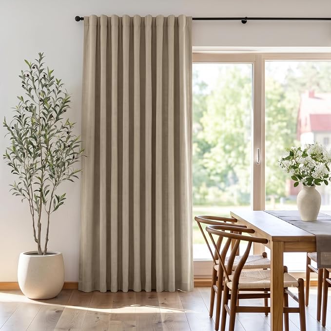 INOVADAY Extra Wide 100% Blackout Linen Curtains 102x90 Earthy Beige | Linen - Image 6