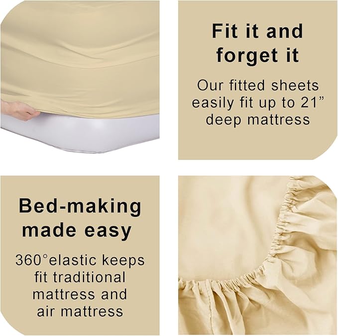 Bedecor Air Bed Sheets for Mattress Cover Removable Bed and Elastic Band Super Soft and Breathable & Deep up to 21" Beige Full