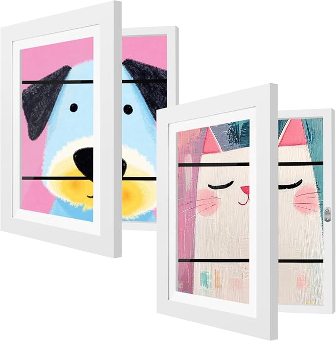 2 Pack Kids Artwork Frames Changeable 10 x 12.5 Inch Children Art Projects Kids Art Frames Front Opening Picture Display Frame, White