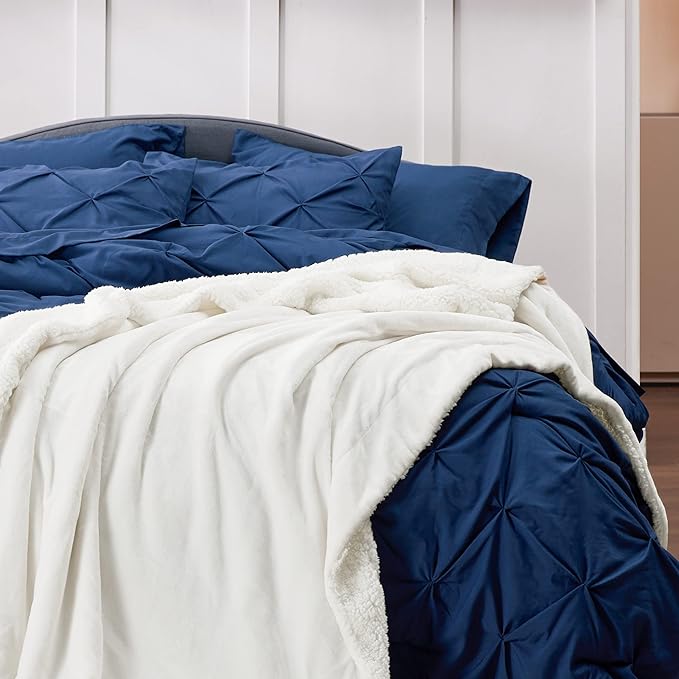 Bedsure GentleSoft Sherpa Fleece Throw Blanket Twin Size for Couch - Thick and Warm Throw for Women and Men, Soft Fuzzy Plush Twin Blanket for Winter, White, 60x80 Inches