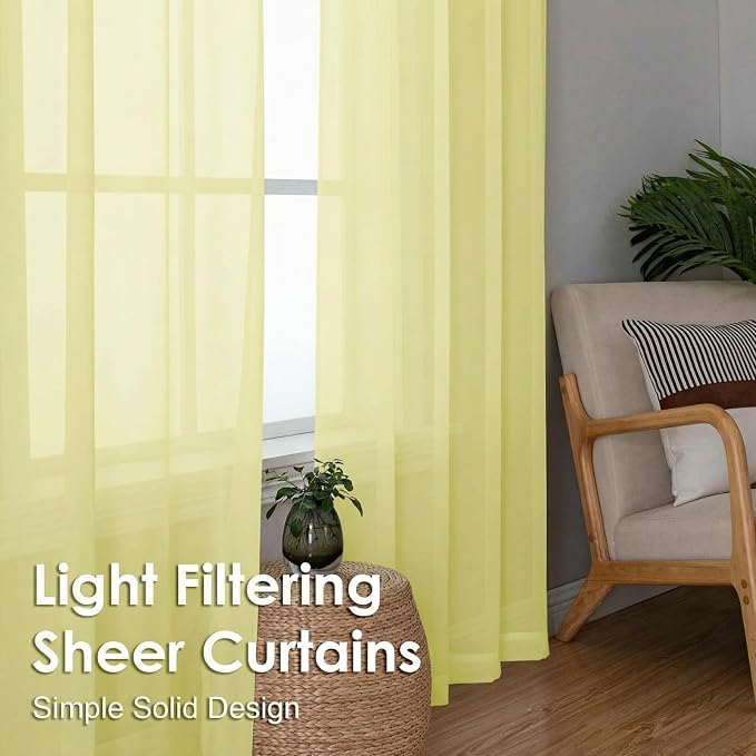 Sheer Curtains 84 Inches Long 2 Panels Set, Light Filtering Transparent - Image 7