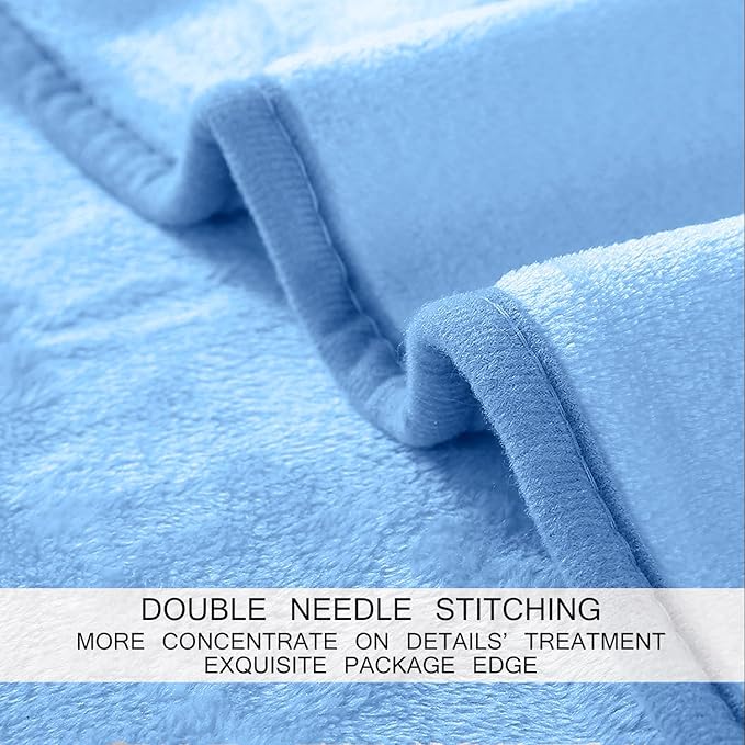 Soft Travel Size Throw for All Season Warm Fuzzy Microplush Lightweight Thermal Fleece Summer Autumn Fall Winter Spring Blankets for Bed Couch Sofa,50x60 Inches,Washed Blue