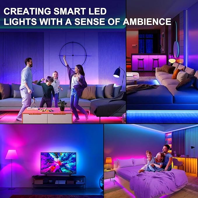 Smart LED Lights for TV Strip, 6.56ft RGB LED Lights for 32-40 Inch TVs, Music Sync Bluetooth App & Remote Control, USB-Powered for Gaming, Bedroom, Home Theater