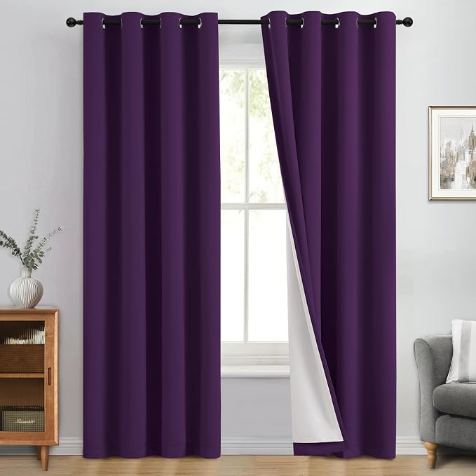 Yakamok Purple 100% Blackout Curtains 63 Inches Long by Yakamok