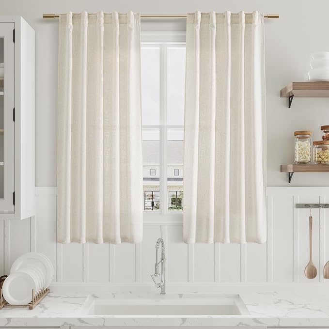 Linen Curtains 63 Inch Length 2 Panels Set - Image 6
