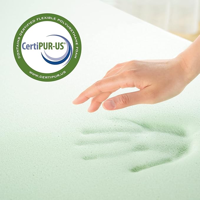 ZINUS 3 Inch Green Tea Memory Foam Mattress Topper, Pressure-Relieving Layers, CertiPUR-US Certified, Twin