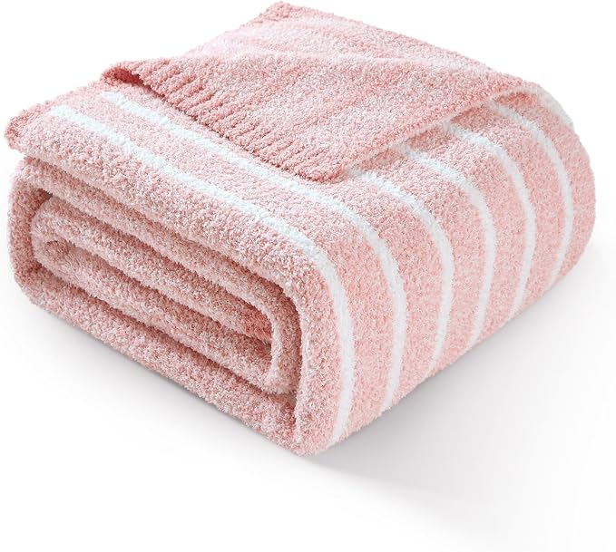 Snuggle Sac Ultra Soft Throw Blanket, Cozy Knitted Ribbed, Fuzzy Knit Striped by SnuggleSac