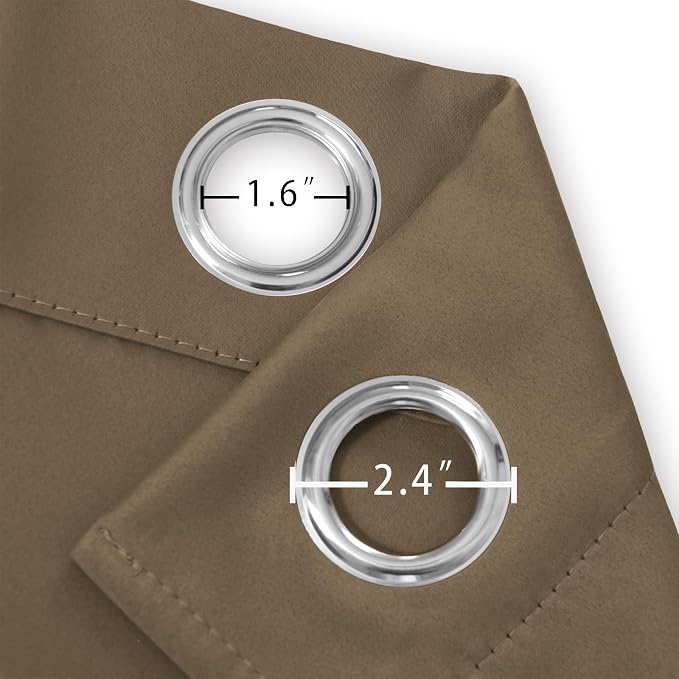 Blackout Curtains 66 x 72 Inch Long Brown Curtains Set of 2 Panels Room - Image 5