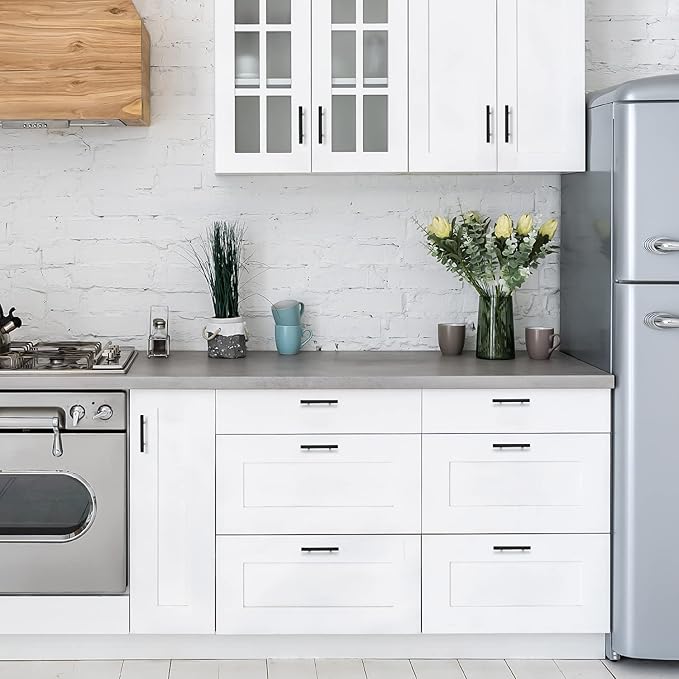 Ravinte Black Cabinet Handles 25 Pack 3-3/4 inch Matte Black Square Cabinet Pulls Kitchen Hardware 6 inch Overall Length Kitchen Drawer Pulls