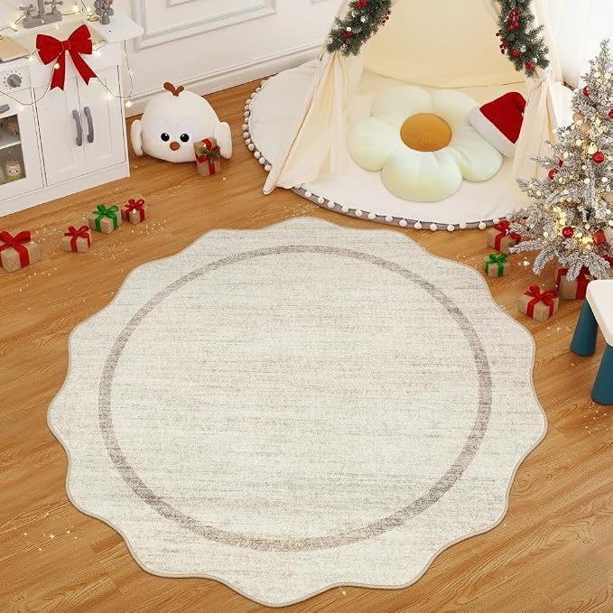 GarveeHome Scalloped Round Rugs 6 ft Washable Area Rug - Image 2