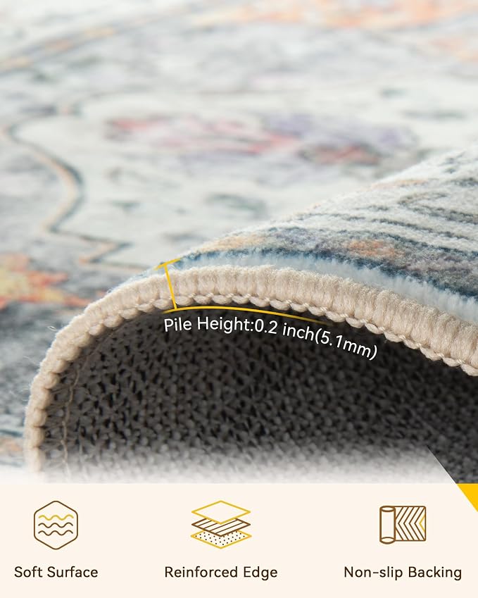 RELEANY Washable Area Rug, Runner 2'x8', Water Repellent, Pet Friendly - Image 3