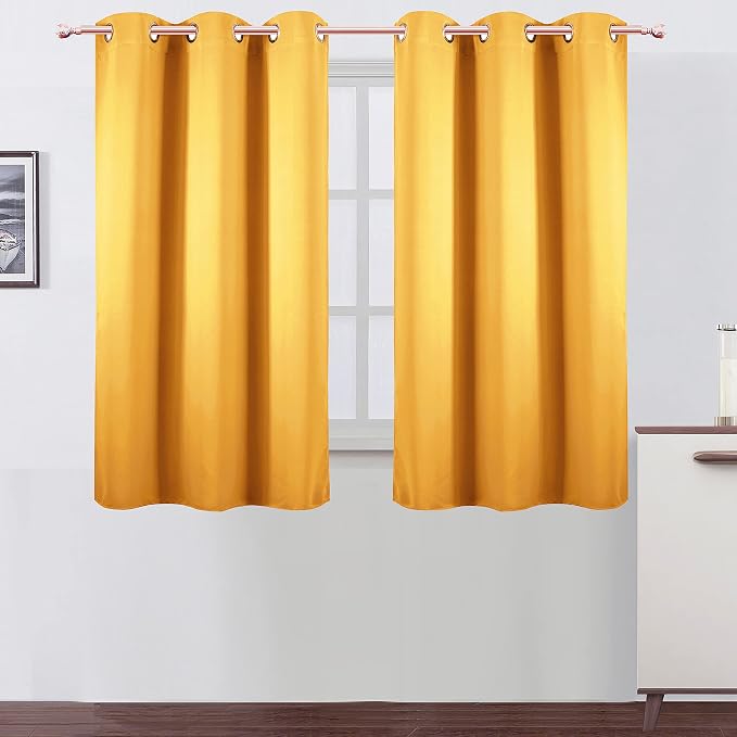 Yellow Thermal Blackout Curtains/38 x 54 Inch/Set of 2 Panels Room Darkening by Lemomo