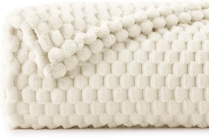 BEDELITE Cream Twin Blanket for Couch, Soft Cozy Gifts for Women, 60 * 80 | 3D - Image 2