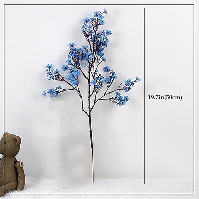 JAKY-Global Babys Breath Fabric Cloth Artificial Flowers 12 Bundle European Fake Silk Plants Decor Wedding Party Decoration Bouquets Real Touch DIY Home Garden(Blue 12Bundles)