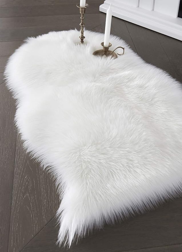 SERISSA 2x3 Fluffy White Faux Sheepskin Shaggy Rug - Image 5