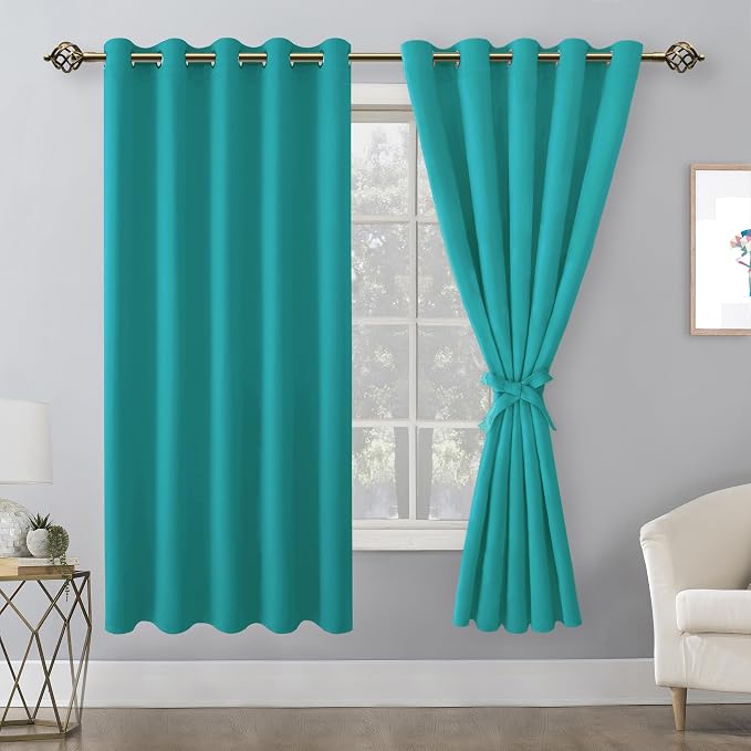 Blackout Curtains for Bedroom, Peacock Teal, 60 x 72 Inch, 2 Panels | Thermal - Image 8