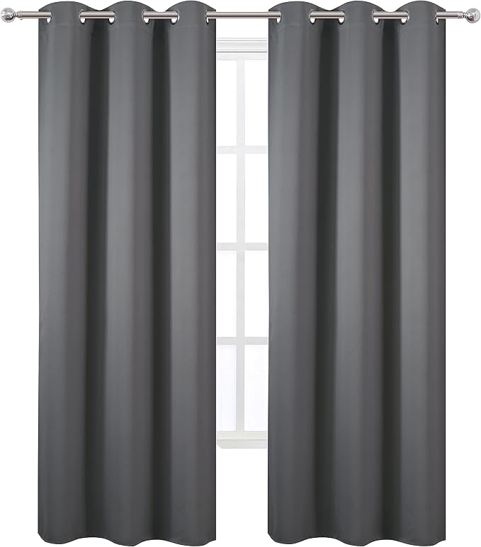 Grey Thermal Blackout Curtains/42 x 84 Inch/Set of 2 Panels Room Darkening - Image 2