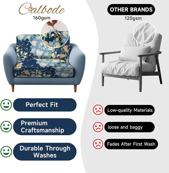 CALBODE 8Pcs Stretch Patio Cushion Cover, Printed Couch & Sofa Slipcovers - Image 4