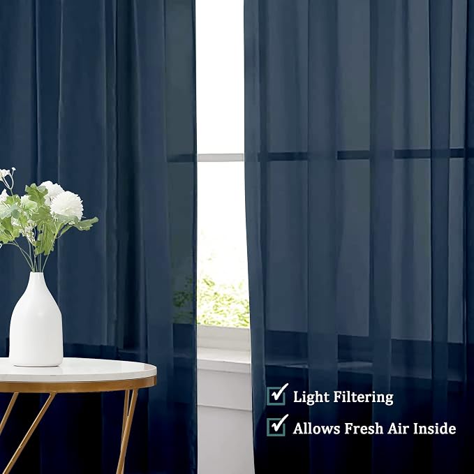 Chyhomenyc Sheer Curtains 63 Inch Length 2 Panels, Soft Airy, Rod Pocket - Image 7