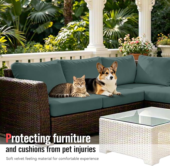8Pcs Outdoor Cushion Covers, Stretch Patio Furniture Couch Chair Slipcovers | - Image 3