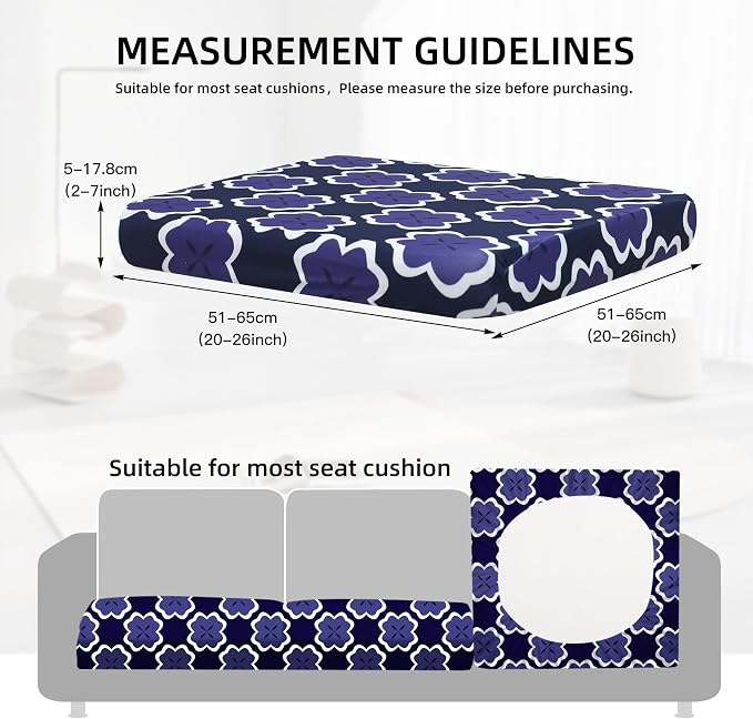 8Pcs Outdoor Cushion Covers, Elastic Patio Cushion Covers | Washable, - Image 2