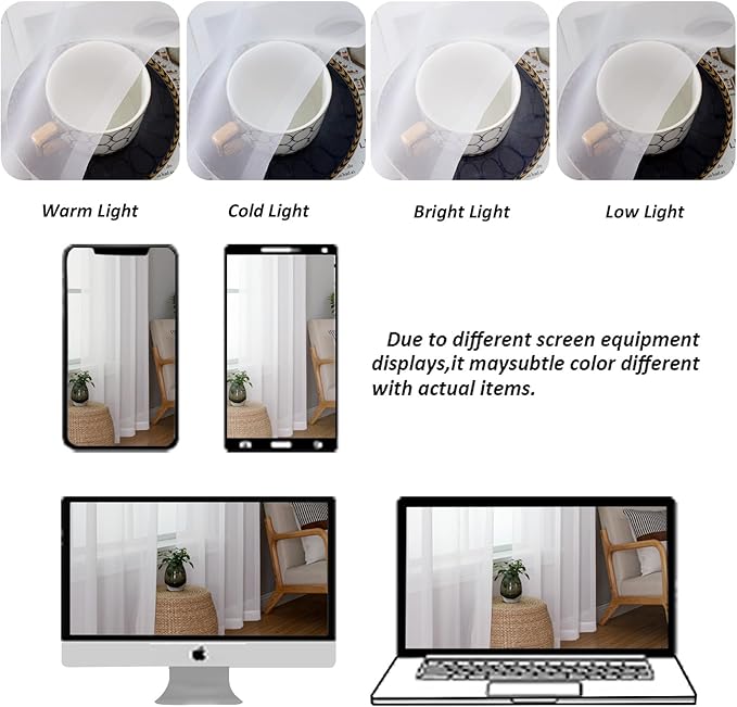 Chyhomenyc White Sheer Valance for Windows, 2 Pack | Light Filtering Voile Soft - Image 9