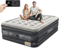 OhGeni Air Mattress Full with Built-in Pump,18'' Comfortable Blow Up Colchones Inflables Mattress for Home,Guests,Foldable,Portable Bed for Adults,Durable Airbed Supports Up to 600 lbs,Black