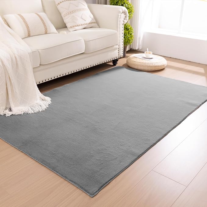 SHACOS Ultra Soft Faux Rabbit Fur Area Rugs 4x6 - Image 9