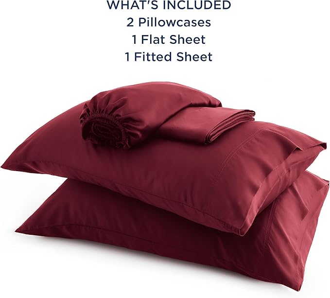 Bedsure Full Size Bed Sheets, Cooling Sheets, Rayon Derived from Bamboo, Breathable & Soft, Deep Pocket Up to 16 Inches, Hotel Luxury Silky Bedding for Hot Sleepers, Burgundy