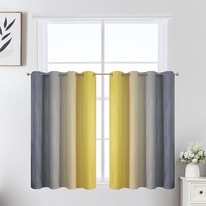 Grey and Yellow Ombre Blackout Curtains - Image 2
