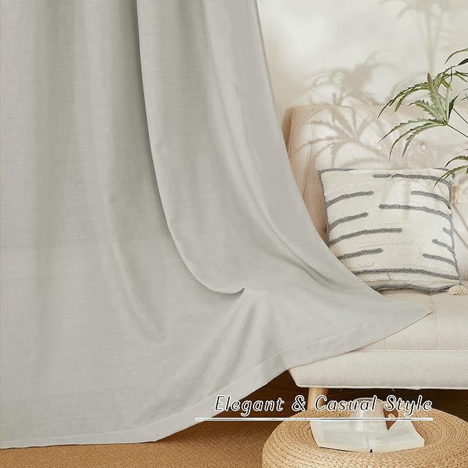 NICETOWN Linen Gray Window Curtains 84 inches Long, Grommet Thick Linen Blend - Image 6