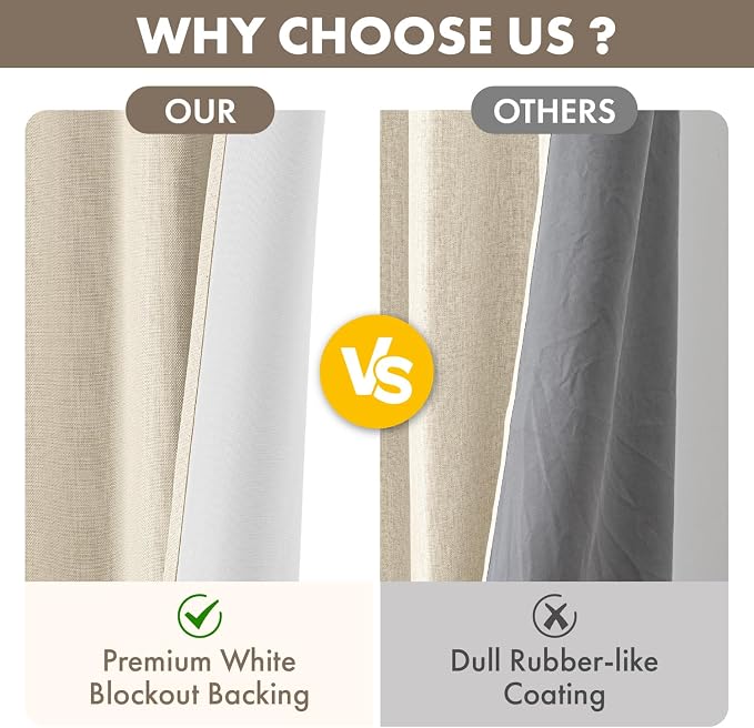 MIULEE 100% Blackout Linen Curtains - Image 4