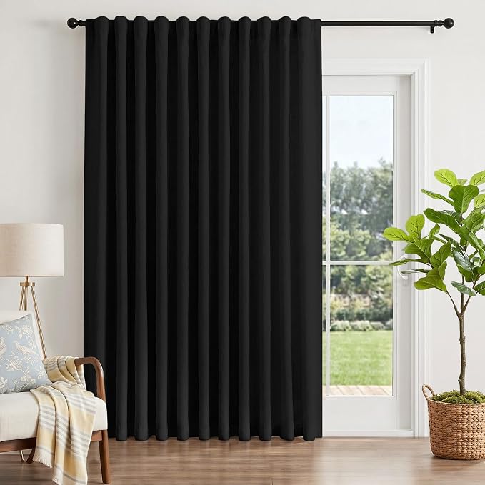 INOVADAY Extra Wide 100% Blackout Linen Curtains by INOVADAY