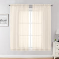Chyhomenyc Cream Sheer Curtains 63 Inches Long 2 Panels Set | Light Filtering by Chyhomenyc