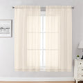 Chyhomenyc Cream Sheer Curtains 54 Inch Long 2 Panels, Short Voile Sheer Drapes by Chyhomenyc