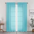 Aqua Sheer Curtains for Bedroom Living Room 72 Inches Long 2 Panels Set by OWENIE