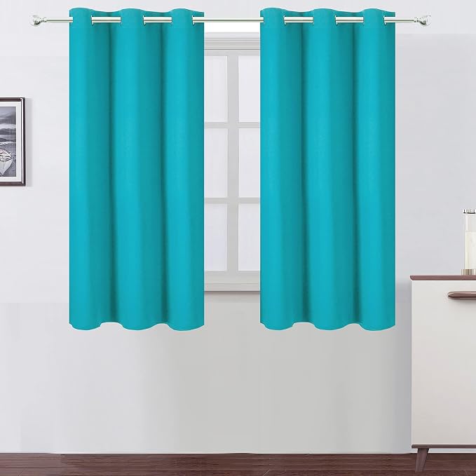 Teal Blackout Curtains 34 x 54 Inch Length/Set of 2 Curtain Panels/Thermal by Lemomo