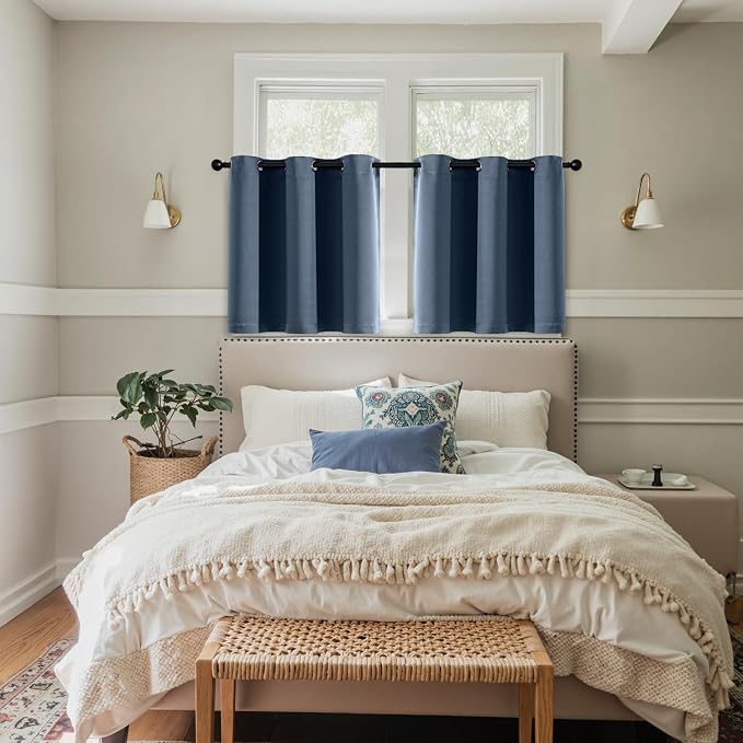 MIULEE Blackout Curtains for Bedroom 2 Panels 40 x 36 Inch Long Stone Blue | - Image 7