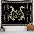 OSUNBD Viking Dragon Tapestry Ancient Rune Dragon Totem Norse Mythology Wall Art Tapestries Black Mystical Geometric Norse Mythology Tapestry Large Size 78.7”x59.1” for Bedroom Living Room Dorm
