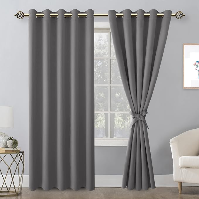 Blackout Curtains for Bedroom, 60 x 84 Inches Long, Light Grey | Thermal - Image 8