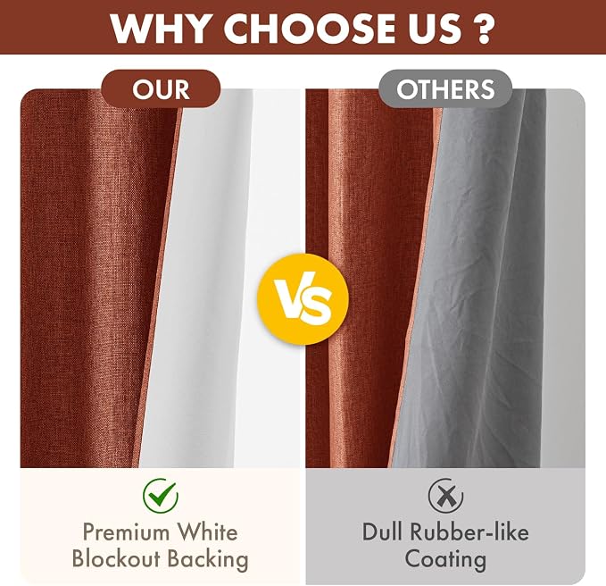 MIULEE Fall 100% Blackout Linen Curtains - Image 4