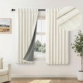 Short Blackout Curtains for Bedroom 45 Inch Length 2 Panels Faux Linen Cream by Pitalk